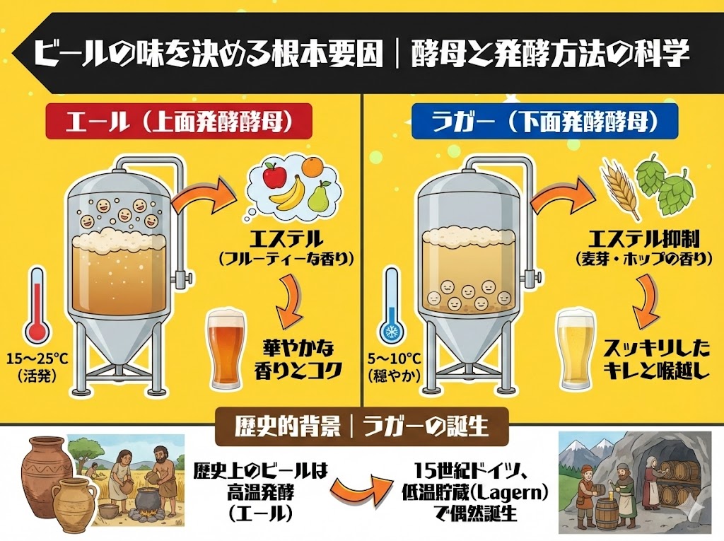ビールの味を決める根本要因|酵母と発酵方法の科学