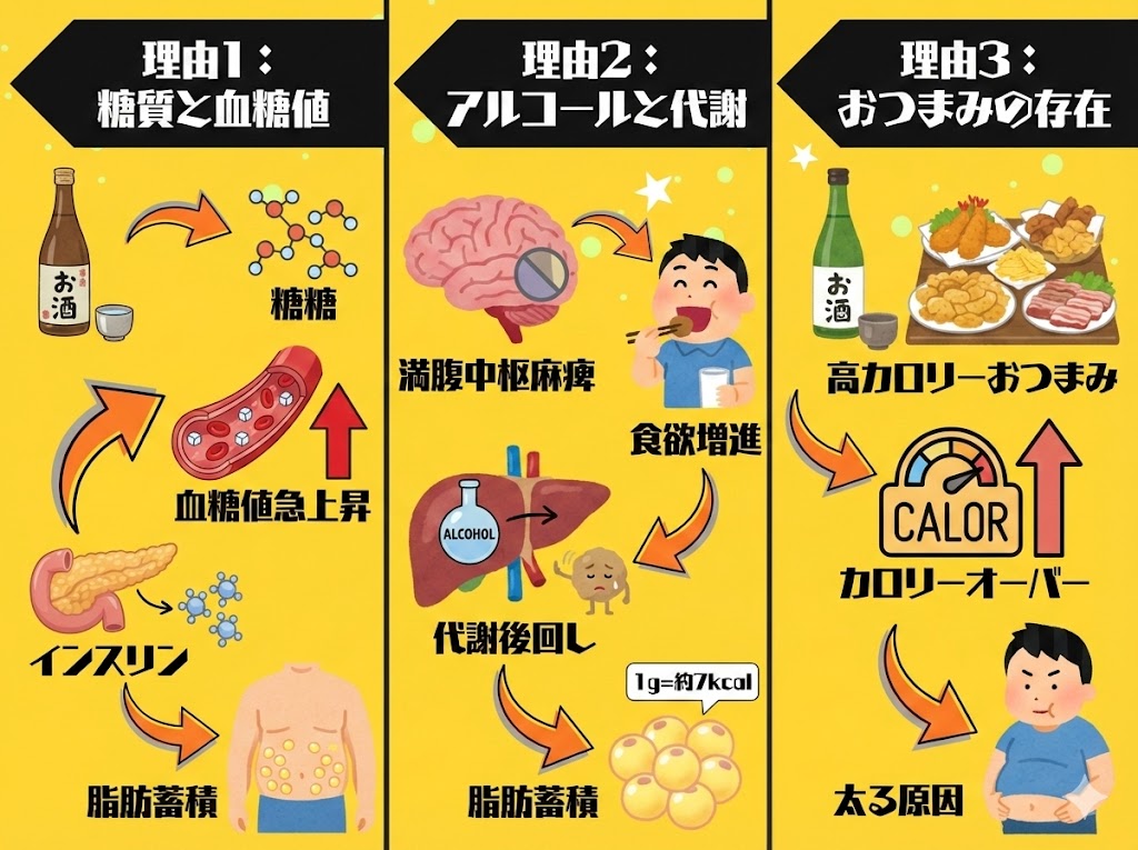 カロリーだけじゃない！日本酒で太ると言われる3つの本当の理由