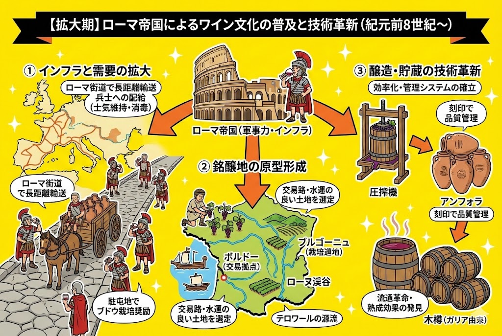 【拡大期】ローマ帝国はいかにしてワインを世界へ広めたか｜紀元前8世紀〜