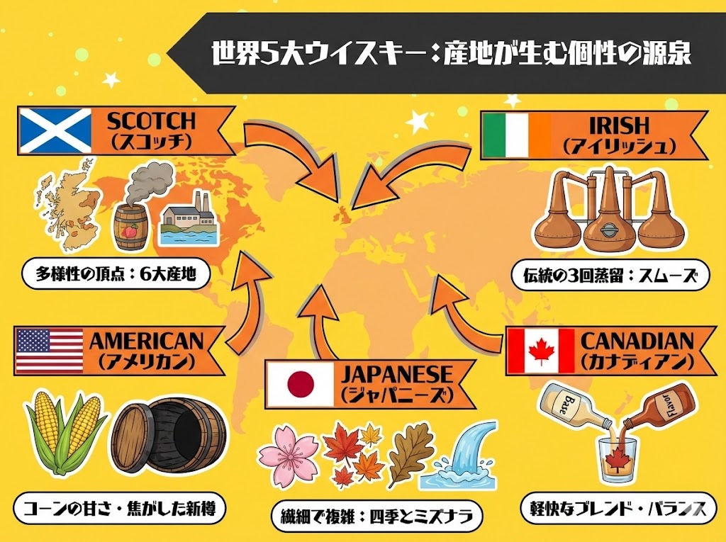 【産地別】個性の源泉 世界の5大ウイスキーの特徴と代表銘柄