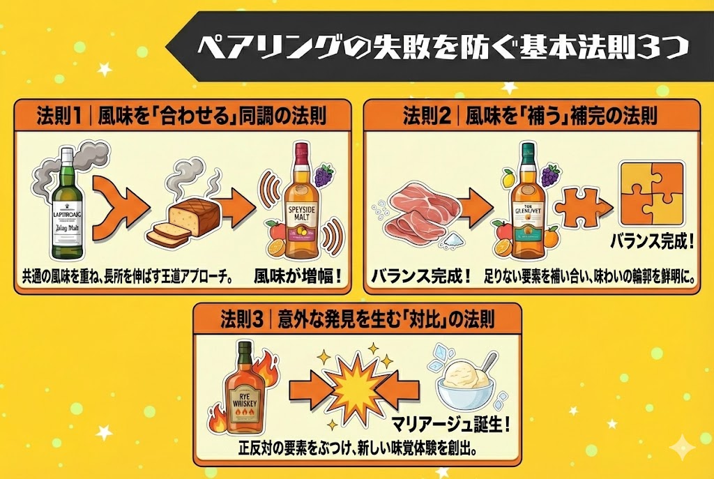 ペアリングの失敗を防ぐ ウイスキーとおつまみの基本法則3つ