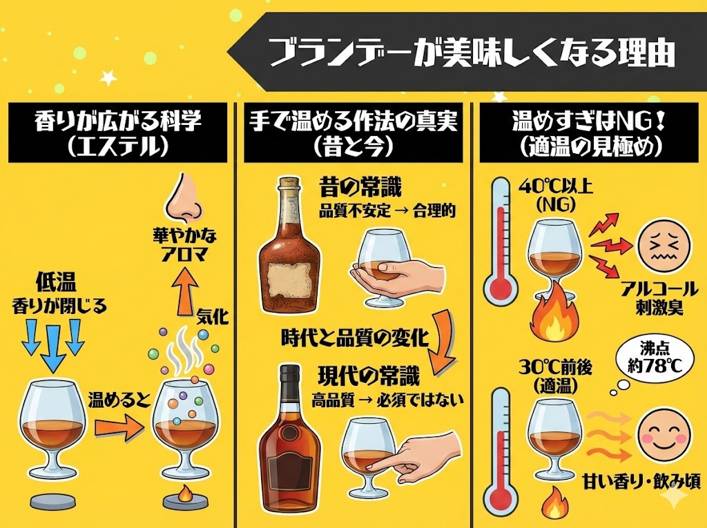 なぜブランデーを温めると美味しくなるのか?その理由を解説