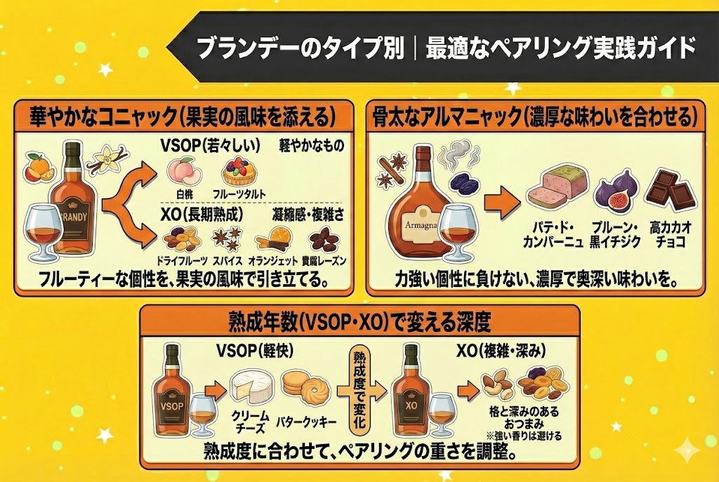ブランデーのタイプ別|最適なペアリング実践ガイド