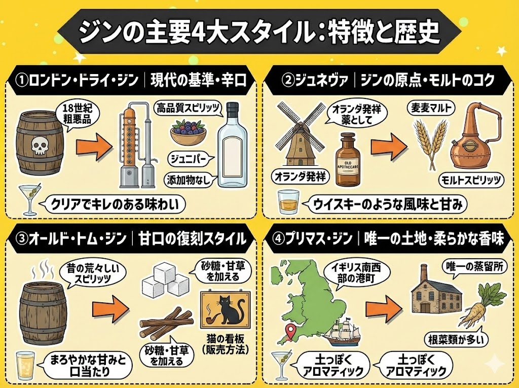 ジンの世界観を深める！主要4大スタイルの特徴と歴史
