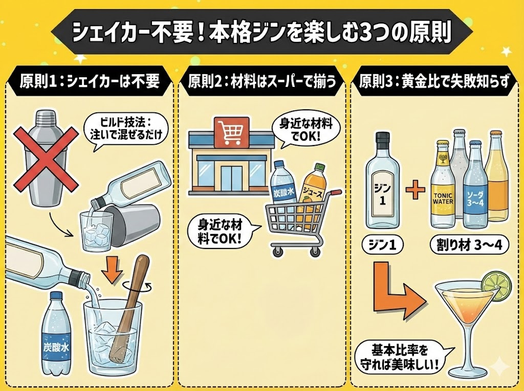 まずはこれだけ！シェイカー不要で本格的なジンの楽しみ方3つの原則