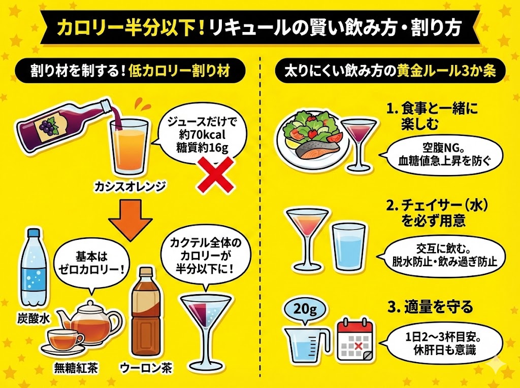 カロリーを半分以下に抑える リキュールの賢い飲み方・割り方