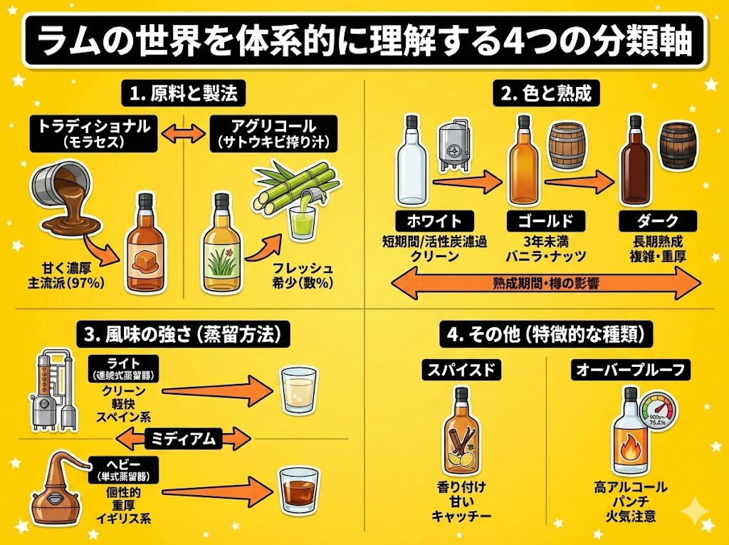 ラムの世界を体系的に理解する4つの分類軸