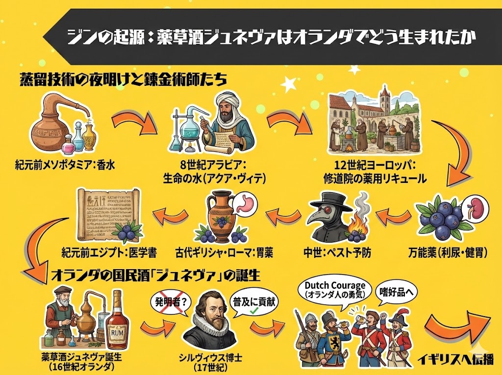 ジンの起源｜薬草酒ジュネヴァはオランダでどう生まれたか