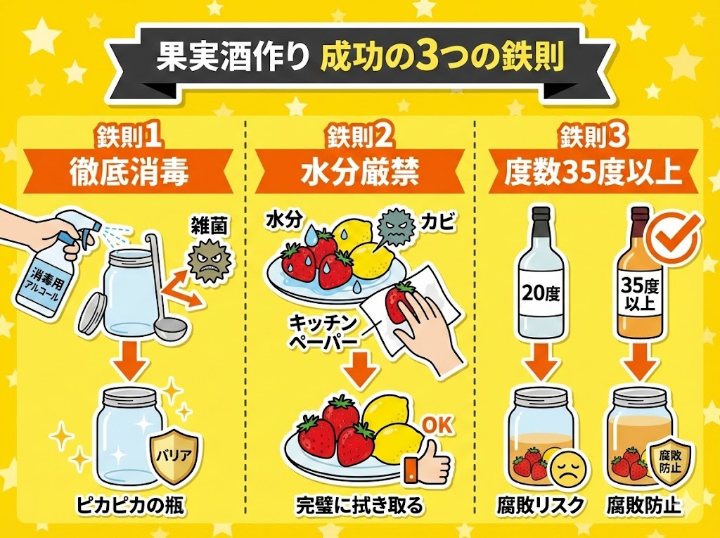果実酒作りを成功させる3つの鉄則|カビさせないための絶対条件