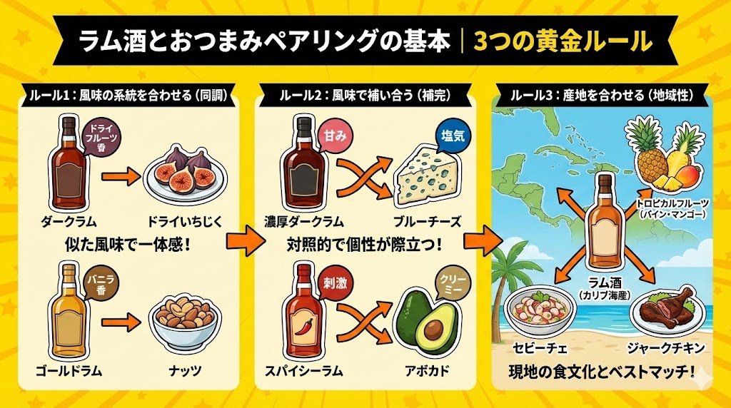 ラム酒とおつまみペアリングの基本|3つの黄金ルール
