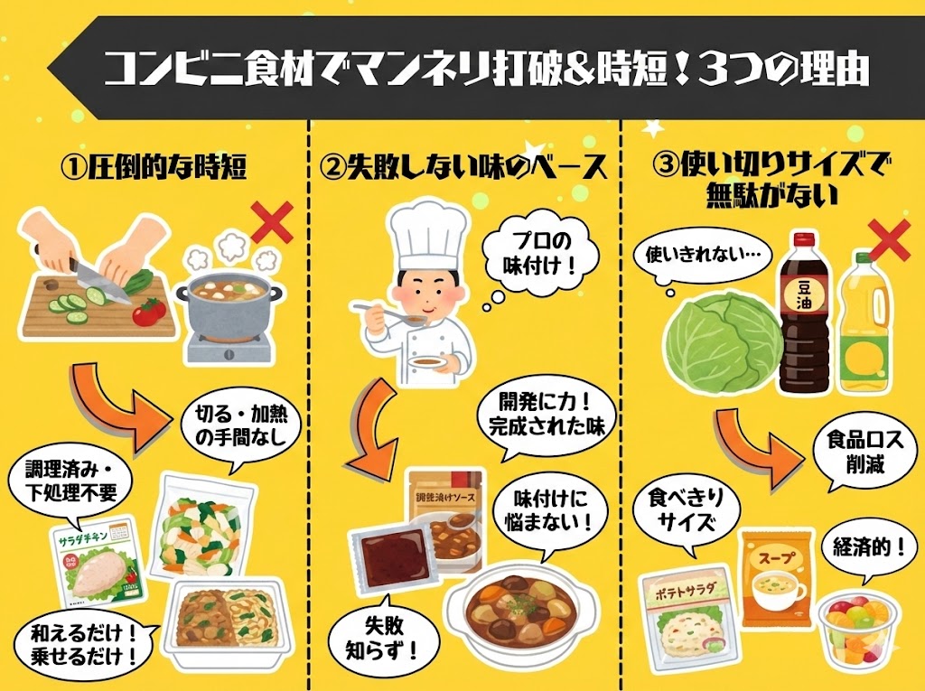 なぜコンビニ食材?マンネリ打破と時短を両立する3つの理由