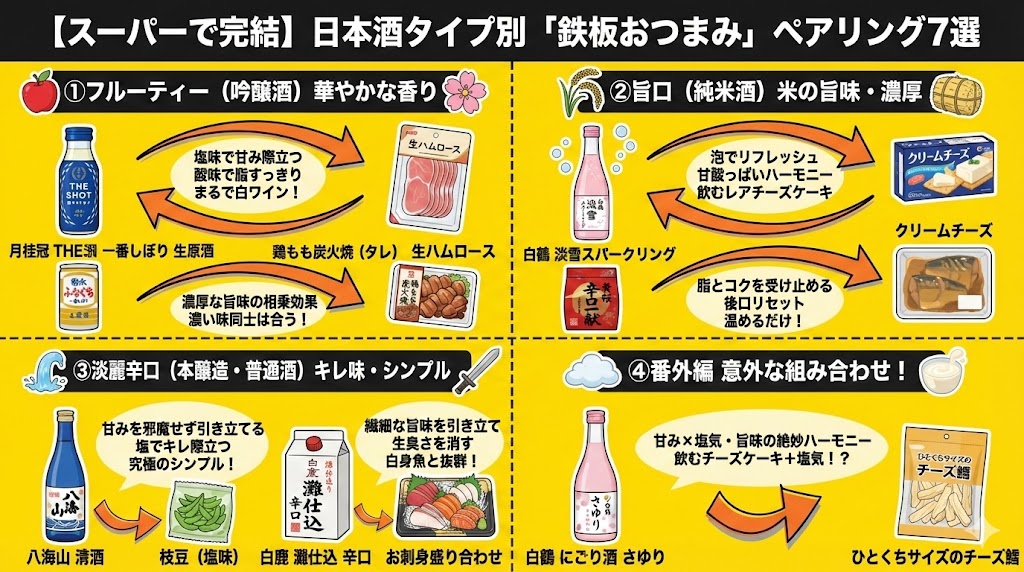 【スーパーで完結】日本酒タイプ別「鉄板おつまみ」ペアリング7選