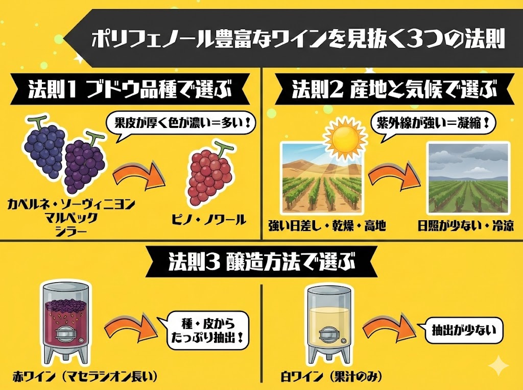 結論から解説 ポリフェノール豊富なワインを見抜く3つの法則