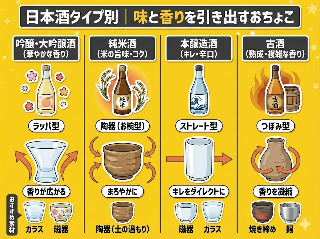 日本酒タイプ別｜味と香りを最大限に引き出すおちょこ