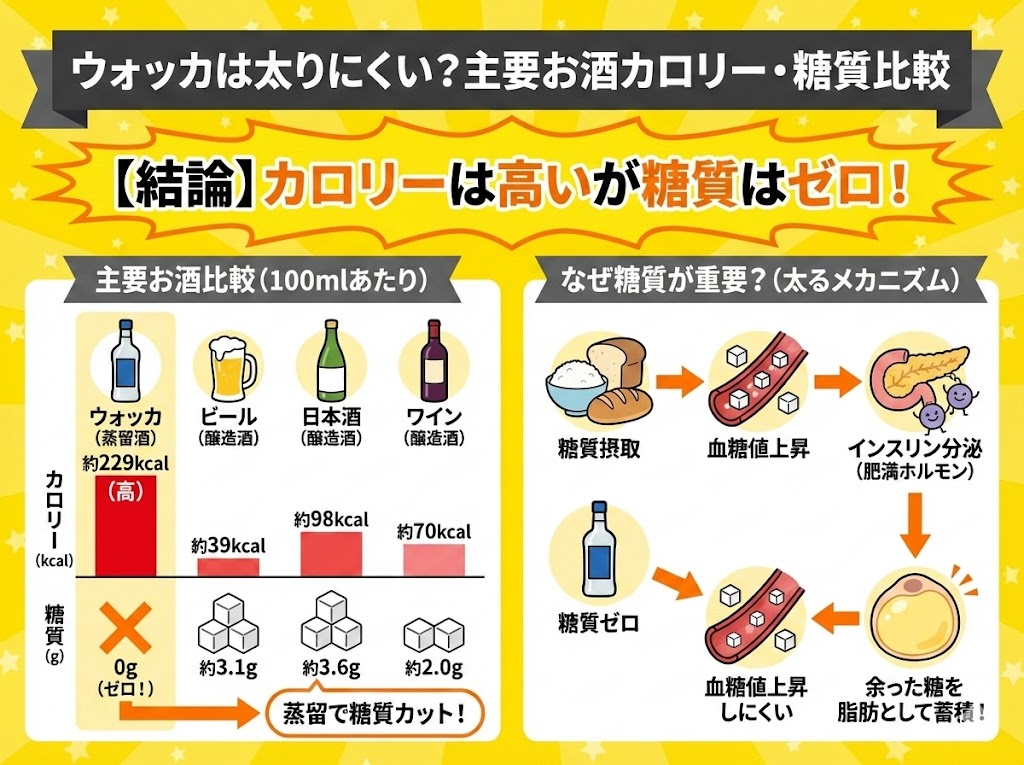 ウォッカは本当に太りにくい？主要なお酒とカロリー・糖質を徹底比較
