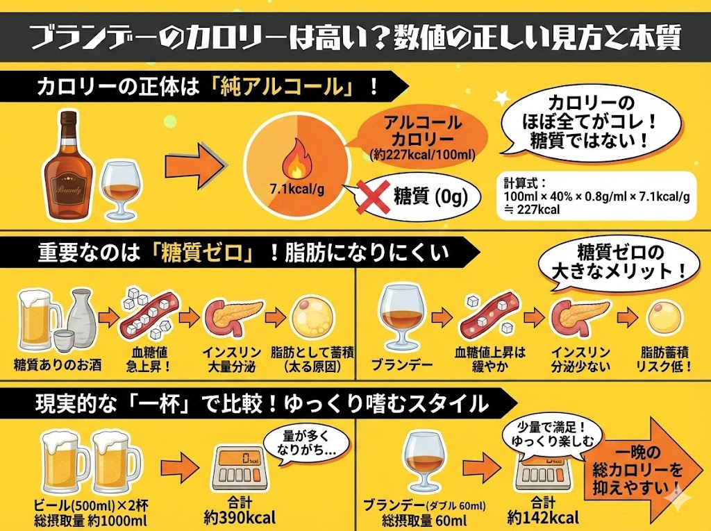 ブランデーのカロリーは高い？数値の正しい見方と本質