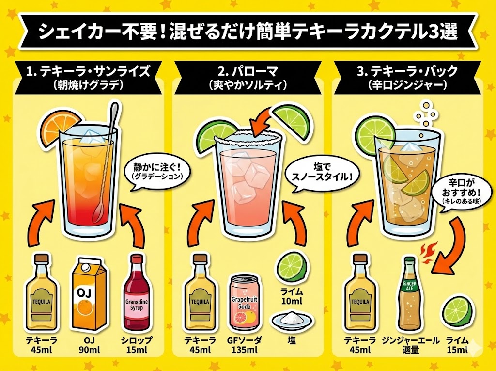 まずはコレから!シェイカー不要で混ぜるだけ簡単テキーラカクテル3選
