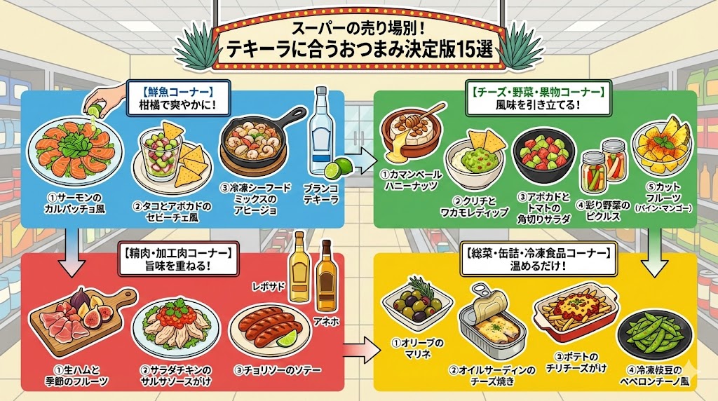 スーパーの売り場別！テキーラに合うおつまみ決定版15選