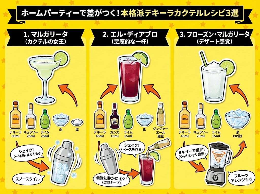ホームパーティーで差がつく!本格派テキーラカクテルレシピ3選