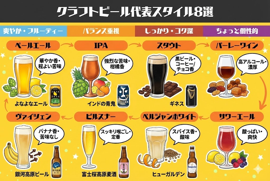 【味で探す】クラフトビールの代表的な種類(ビアスタイル)8選