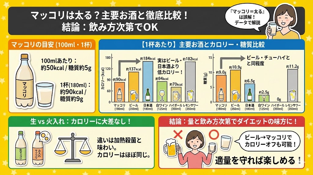 【結論】マッコリは太る？主要なお酒とカロリー・糖質を徹底比較