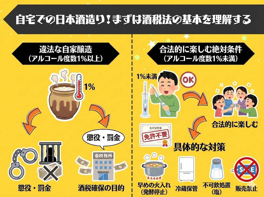 自宅での日本酒造り！まずは酒税法の基本を理解する