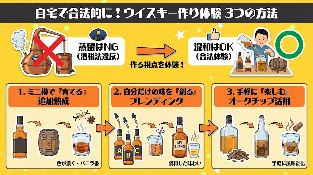 まずは結論から|自宅で合法的にできるウイスキー作り体験とは?