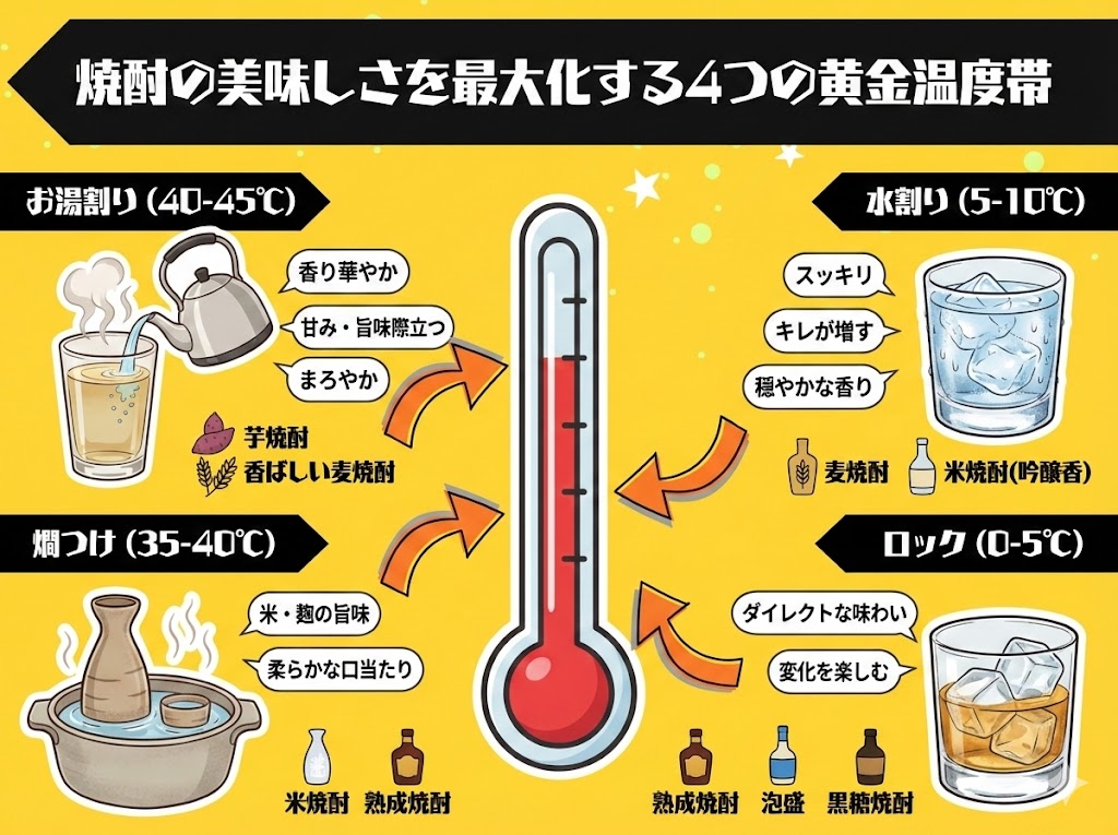 焼酎の美味しさを最大化する4つの黄金温度帯