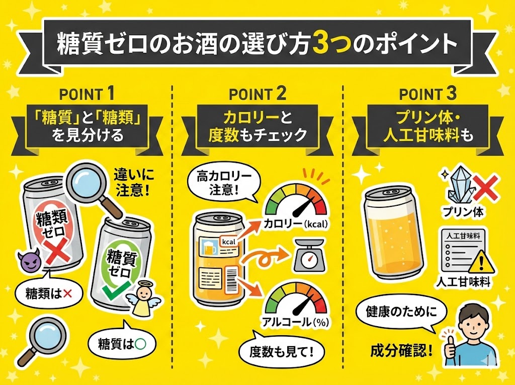 糖質ゼロのお酒の選び方3つのポイント