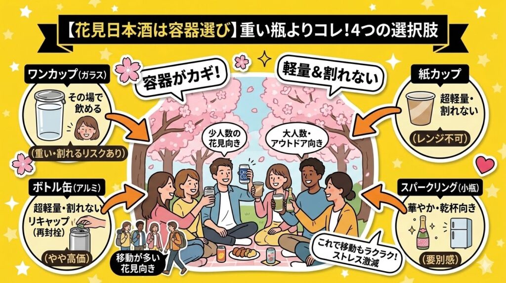 花見に日本酒を持っていくなら「容器選び」がカギ
