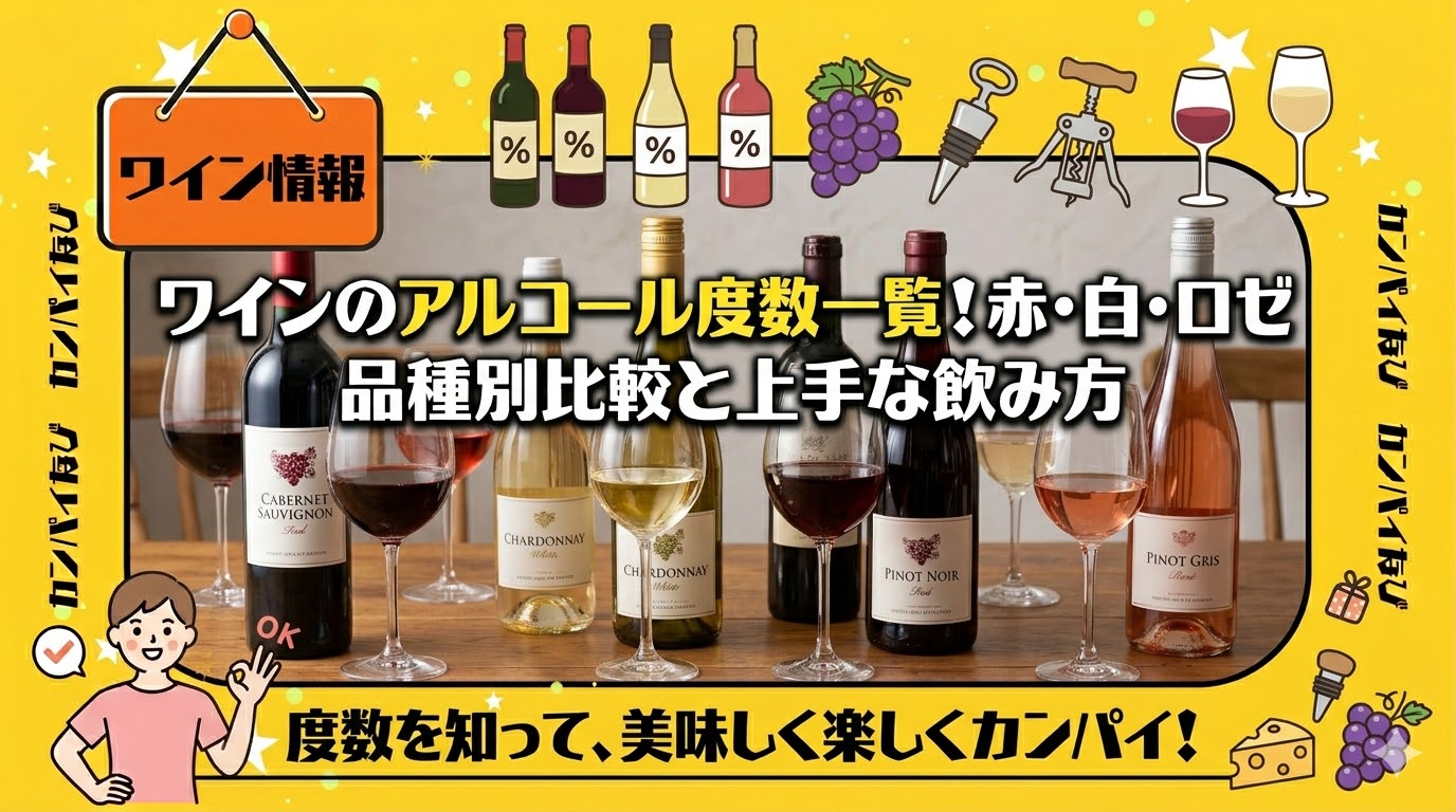 ワインのアルコール度数一覧！赤・白・ロゼの品種別比較と上手な飲み方