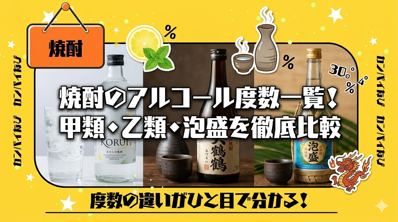 焼酎のアルコール度数一覧！甲類・乙類・泡盛を徹底比較
