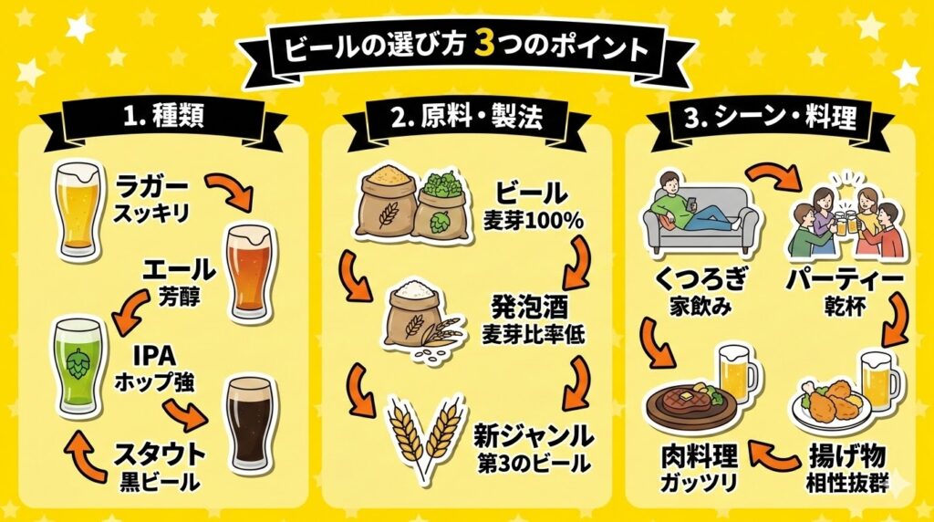 ビールの選び方 3つのポイント