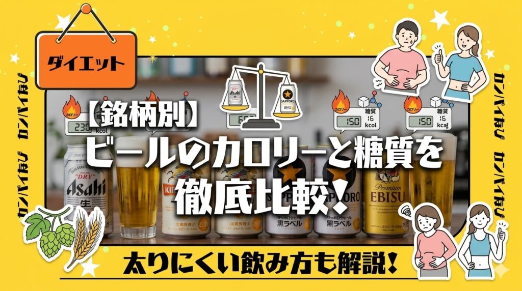 【銘柄別】ビールのカロリーと糖質を徹底比較！太りにくい飲み方も解説