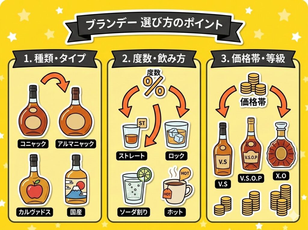ブランデーの選び方 3つのポイント