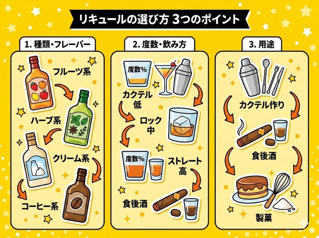 リキュールの選び方 3つのポイント