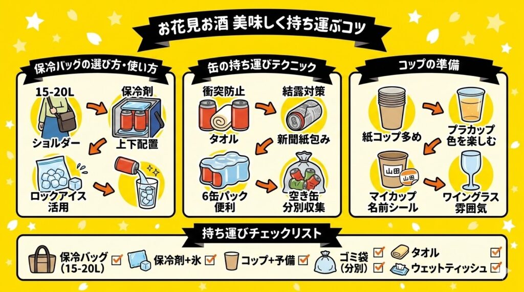 お花見のお酒を美味しく保つ持ち運びのコツ