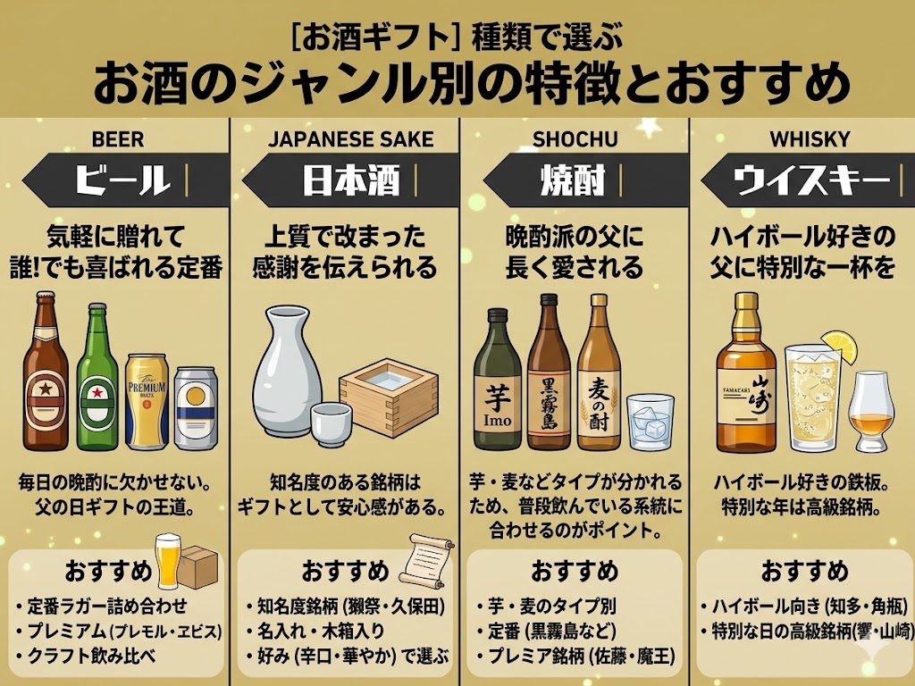 【種類で選ぶ】お酒のジャンル別の特徴とおすすめ