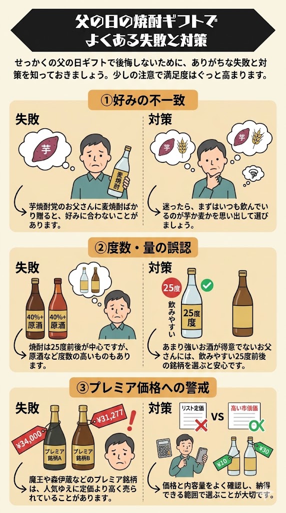 父の日の焼酎ギフトでよくある失敗と対策