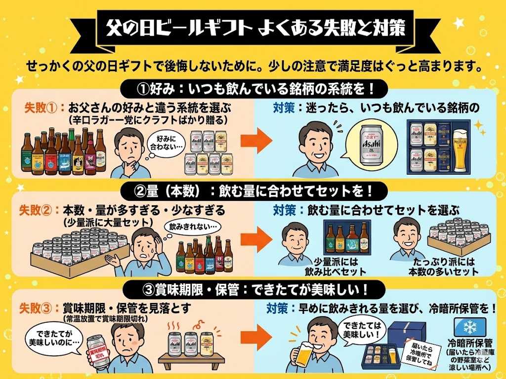 父の日のビールギフトでよくある失敗と対策