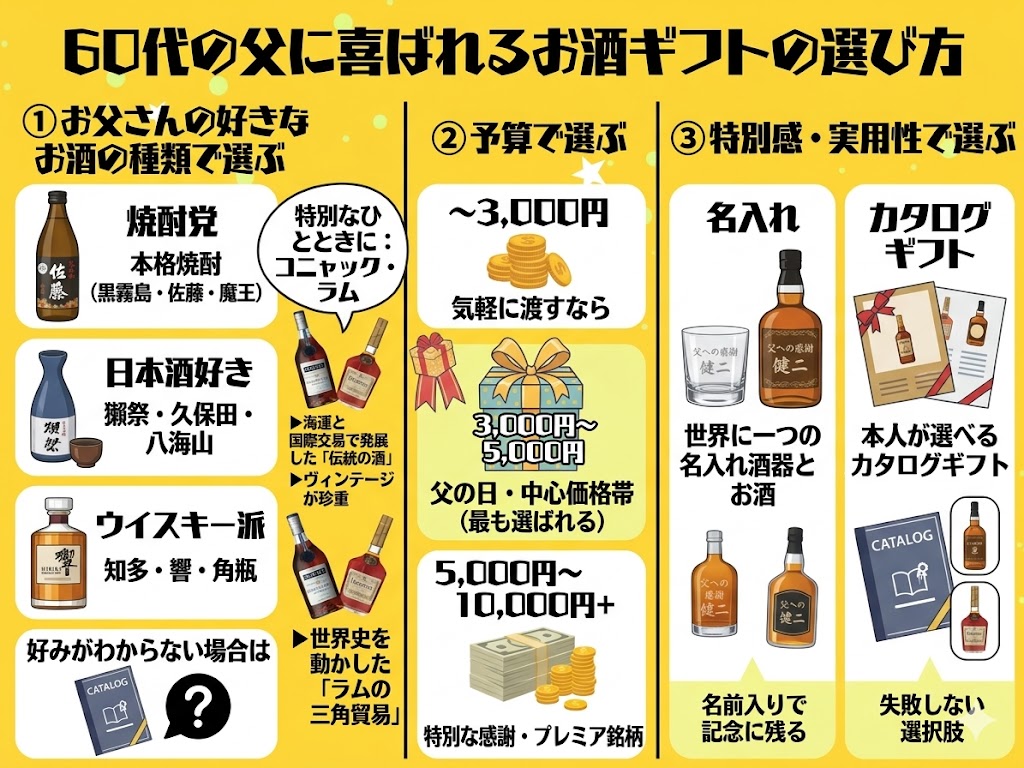 60代の父に喜ばれるお酒ギフトの選び方